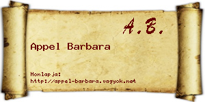 Appel Barbara névjegykártya